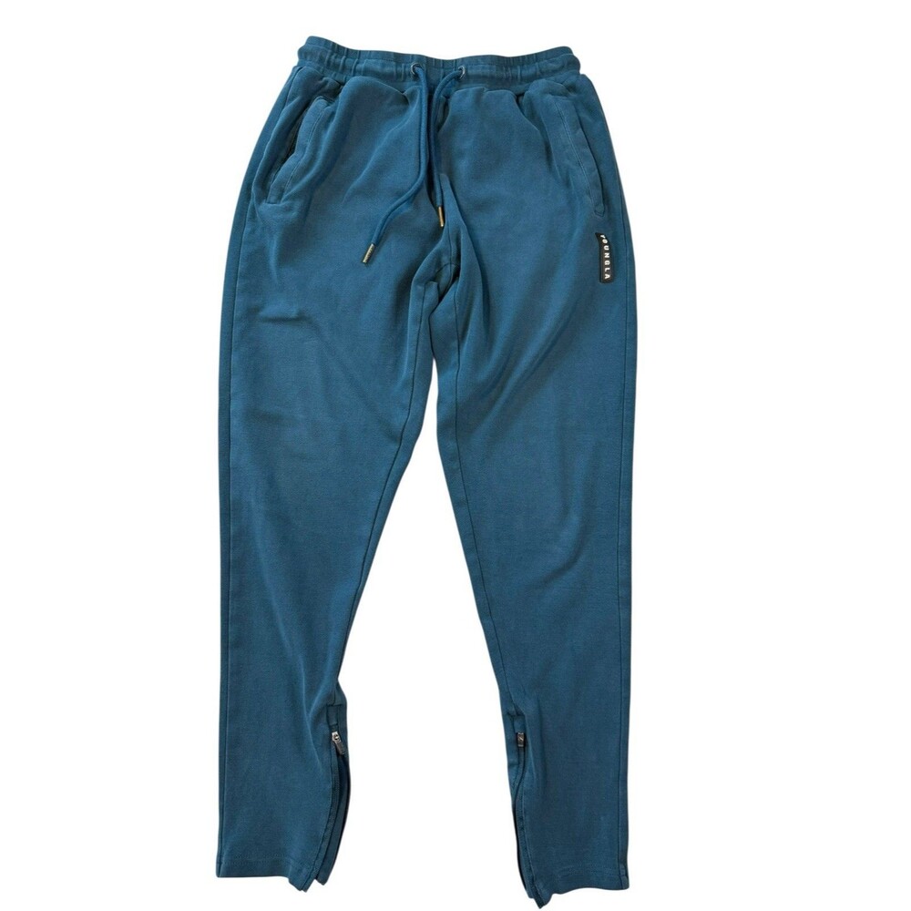 YoungLA 208 Perfect Joggers Mens Large Teal Blue Wash Ankle Zip Tapered